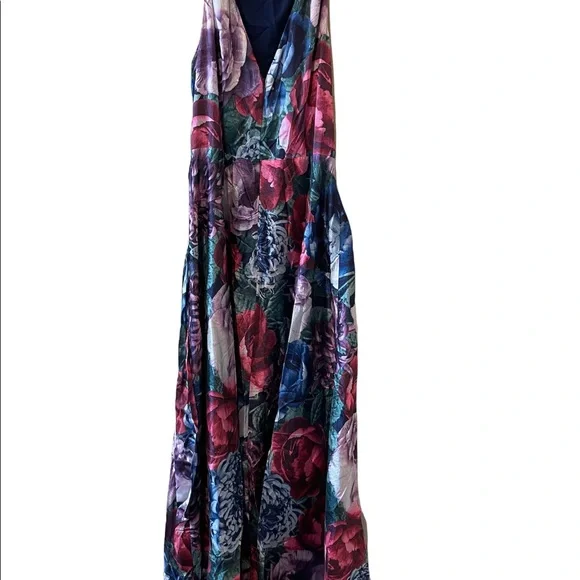 Tahari Arthur S. Levine Sage-Fuchsia-Floral Maxi Dress Size 16 NWT - Picture 4 of 4